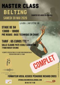 STAGE BELTING
Belter dans le confort dans nos aigus de poitrine